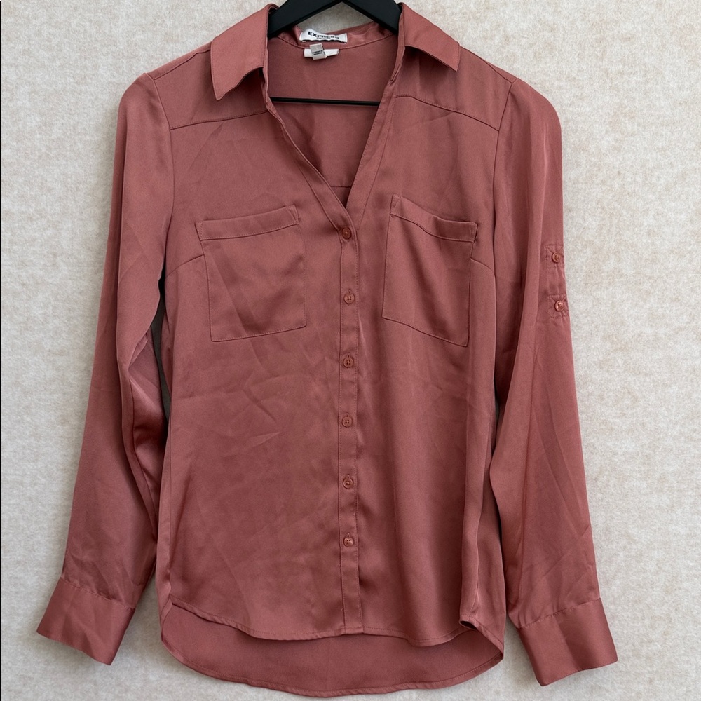 Elegant Rose Gold Button-Down Shirt